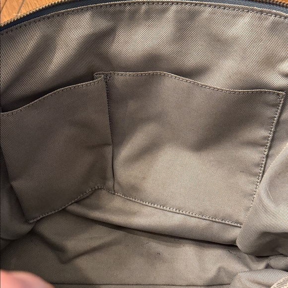 FOSSIL Rachel Large Leather Tote With Zipper Light Blue Brown Handles Brass Trim - Picture 13 of 16